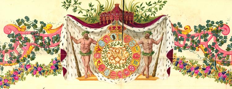 Topstykke med rigsvåbnet er fra Københavns politimesters indberetning til kongen, dateret 1. januar 1726. Tabellen over antallet af medlemmer i de københavnske lav er udeladt her, men findes lige under topstykket. Foto: Niels Gravesen/Rigsarkivet