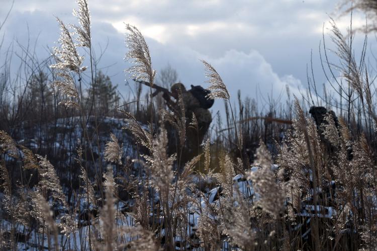 På vagt. En ukrainsk reservesoldat træner i at forsvare sin hovedstad, Kiev, i tilfælde af en russisk invasion.
 Arkivfoto  Sergei Supinsky