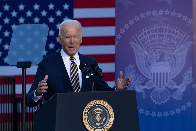 USA's præsident Joe Biden efterlyste tirsdag i en stor tale i Atlanta i delstaten Georgia nye love, der skal sikre mod valgmanipulation.  Foto: Megan Varner/Ritzau Scanpix