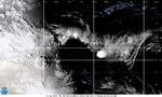 Røg fra vulkanudbruddet kan ses på satellitbilleder Foto: Cira/noaa/Ritzau Scanpix