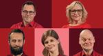 Tine Gøtzsche og Kristian Ring-Hansen Holt fra ’Aftenshowet’ dannede det ene værtspar, mens komiker Andreas Bo samt P4-vært og tidligere svømmer Lotte Friis var det andet værtspar i ’Danmarks Indsamling’ i 2022. Samtidig var der værtsdebut til Jesper Nøddesbo. Foto: Rasmus Sigvaldi.
