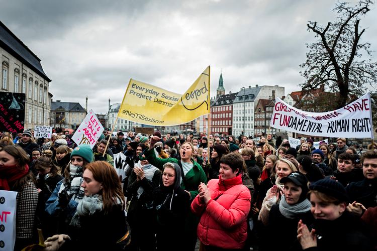Her en demonstration til støtte for vedtagelsen af den nye samtykkelov. Foto: Rasmus Flindt Pedersen