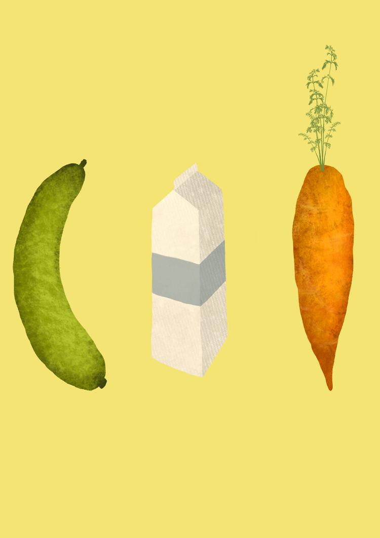 Mens minimælk er steget i pris i Politikens årlige økologiske pristjek, koster agurk og gulerødder stort set det samme. (Illustration: Karen Rosenlund) 