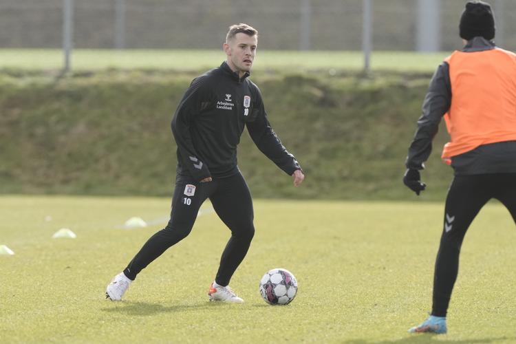 Jack Wilshere trænede mandag for første gang med de nye holdkammerater. 
  
 Foto: Bo Amstrup/Ritzau Scanpix