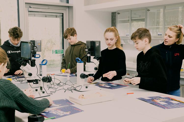 Sjetteklasses-elever i gang med laboratorieundervisning på LIFE Campus.  Foto: Katrine Hørup Noer