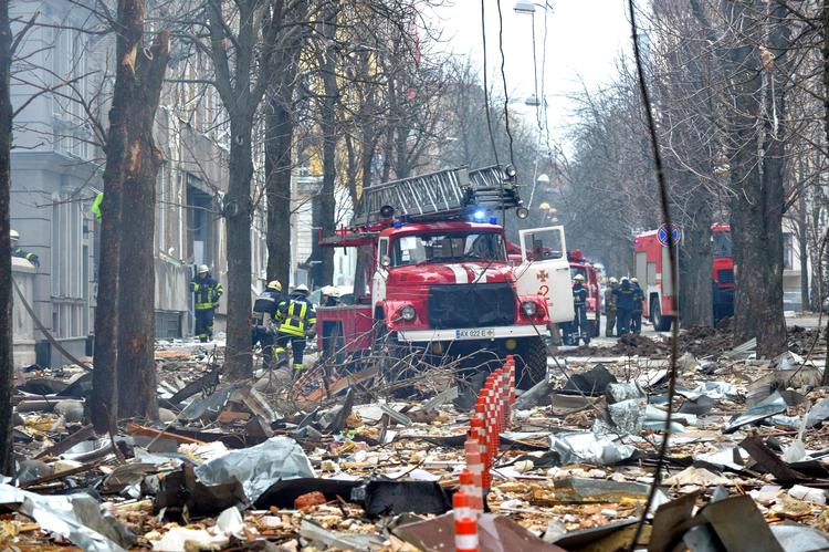   Ukraines næststørste by, Kharkiv, er nærmest omdannet til en ruinhob efter flere dages luftangreb Foto: Sergey Bobok/Ritzau Scanpix