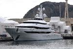 Denne yacht, Amora Vero, der tilhører den russiske oligark Igor Sechin, er blevet beslagtlagt af de franske myndigheder. Igor Sechin er på EU's snaktionsliste. Foto: Nicolas Tucat/Ritzau Scanpix