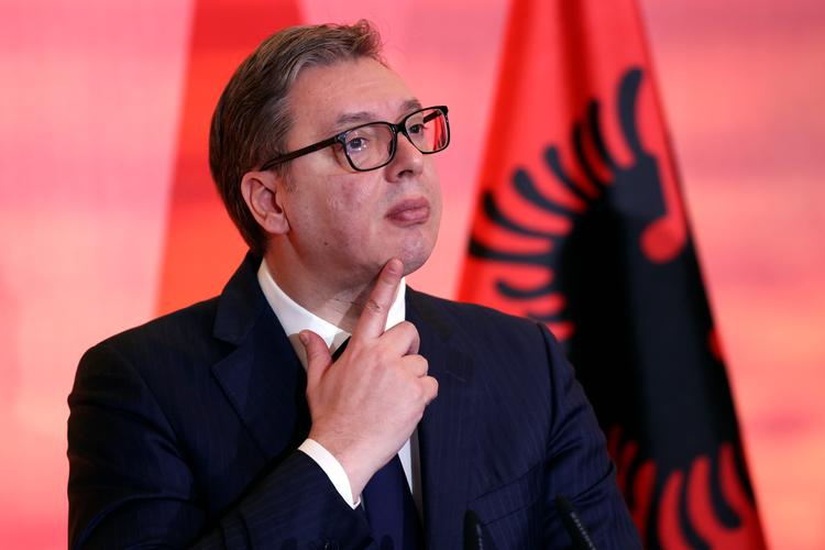 Aleksandar Vucic har en dobbelthed, der tjener ham godt. Han sælger sig selv som EU-fan, men lader regimekontrollerede medier føre en pro-russisk kampagne. Arkivfoto. Foto: Franc Zhurda/Ritzau Scanpix