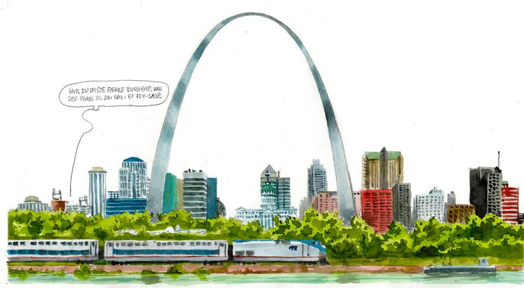 St. Louis ligger, hvor floderne Missisippi og Missouri løber sammen, og har fra start været et vigtigt knudepunkt for handel og transport. Byen er kendt som 'Porten mod vest'.   Foto: Roald Als/POLITIKEN