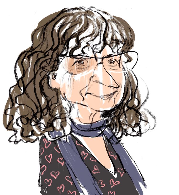 Marianne Larsen modtog tirsdag aften Politikens Frit flet-pris.  Sidste år gik prisen til 'Grov konfækt' af Frederik Stjernfelt, Henrik Horstbøll og Ulrik Langen. Tegning Mette Dreyer