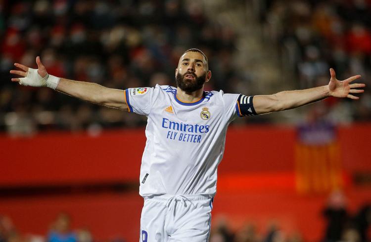 Real Madrids angriber Karim Benzema stod for den største individuelle præstation i kvartfinalerne, da han scorede tre gange mod PSG og fik vendt opgøret til spaniernes fordel. 
 Foto: Jaime Reina/Ritzau Scanpix