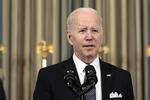 WASHINGTON, DC - MARCH 28: U.S. President Joe Biden answers questions after introducing his budget request for fiscal year 2023 in the State Dining Room of the White House on March 28, 2022 in Washington, DC. After giving remarks on his $5.8 trillion budget request, President Biden spoke on the speech he gave in Poland over the weekend. Anna Moneymaker/Getty Images/AFP == FOR NEWSPAPERS, INTERNET, TELCOS &amp; TELEVISION USE ONLY == Foto: Anna Moneymaker/Ritzau Scanpix