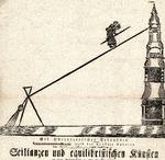 Den lige vej fra kirkegården til spidsen af kirketårnet – demonstreret af gøgleren Rohardo i Tønder i 1820’erne. Foto: Niels Gravesen/Rigsarkivet