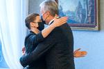 Statsminister Mette Frederiksen (S) mødtes torsdag med Litauens præsident Gitanas Nauseda. Danmark sender 800 soldater til det baltiske land efter anmodning fra Nato. Foto: Mindaugas Kulbis/Ritzau Scanpix