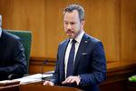 Venstres formand, Jakob Ellemann-Jensen, ved dagens spørgetime i Folketingssalen.  Foto: Jens Dresling