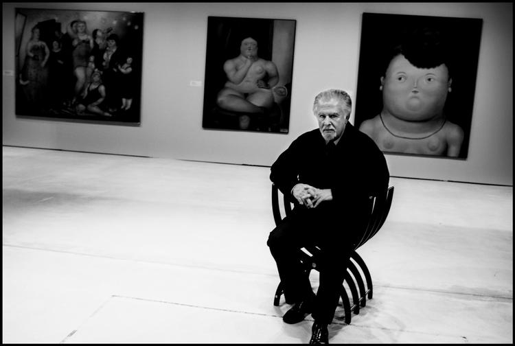 Den colombianske kunstner Fernando Botero, ved udstillingen 'Fernando Botero  – Det usandsynliges maler'. da han udstillede på kunstmuseet Arken. 
 
 Foto: Jan Grarup