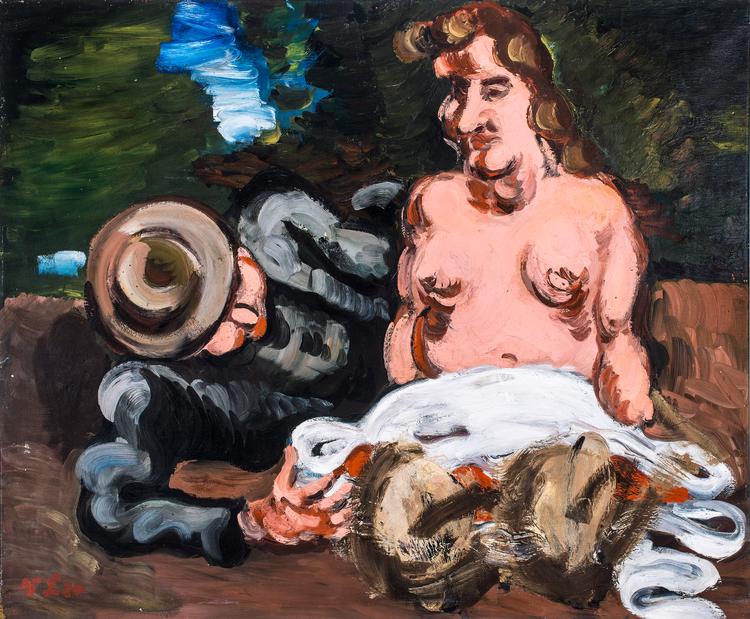Det er et klassisk motiv, som Manet allerede havde skabt skandale med i 1863. Her i Vilhelm Lundstrøms version fra 1920 i den virkelig sjove og gode blævrende stil, som Lundstrøm excellerede i omkring år 1920.  Foto: Niels Fabæk