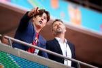 Prins Christian og kronprins Frederik fotograferet ved EM-semifinalen på Wembley sidste år, hvor England mødte Danmark.  Foto: Finn Frandsen