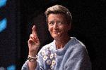 Mandag gæstede EU-kommissær Margrethe Vestager Pressen i Politikens Hus. Her udtrykte hun blandt andet glæde over genvalget af Frankrigs præsident, Emmanuel Macron.
 Foto: Finn Frandsen