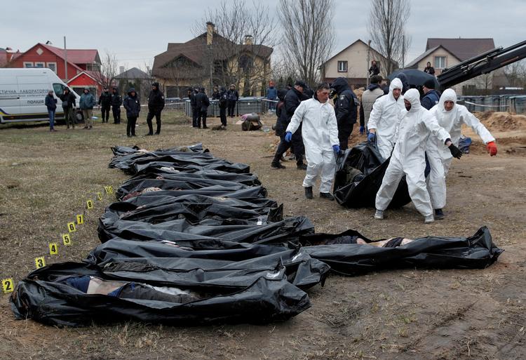 Rusland beskyldes blandt andet for at så bag massakren på mange civile i byen Butja.  Foto: Valentyn Ogirenko/Ritzau Scanpix