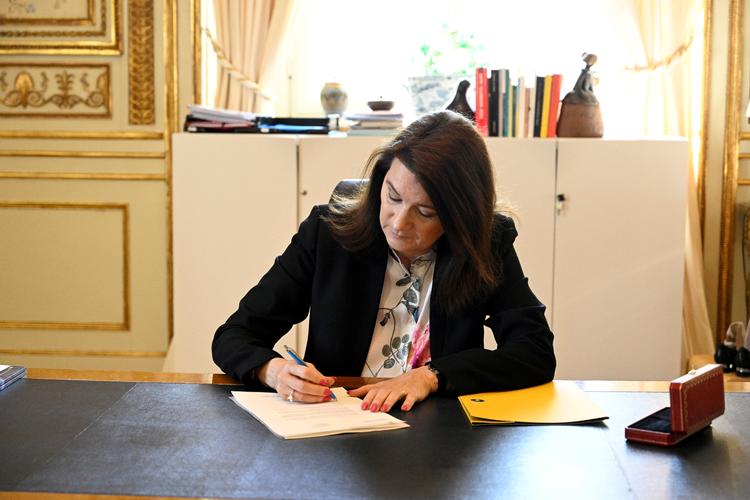 Sveriges udenrigsminister, Ann Linde, underskrev tirsdag landets officielle ansøgning om at blive optaget i Nato. Foto: 10060 Henrik Montgomery/tt/Ritzau Scanpix