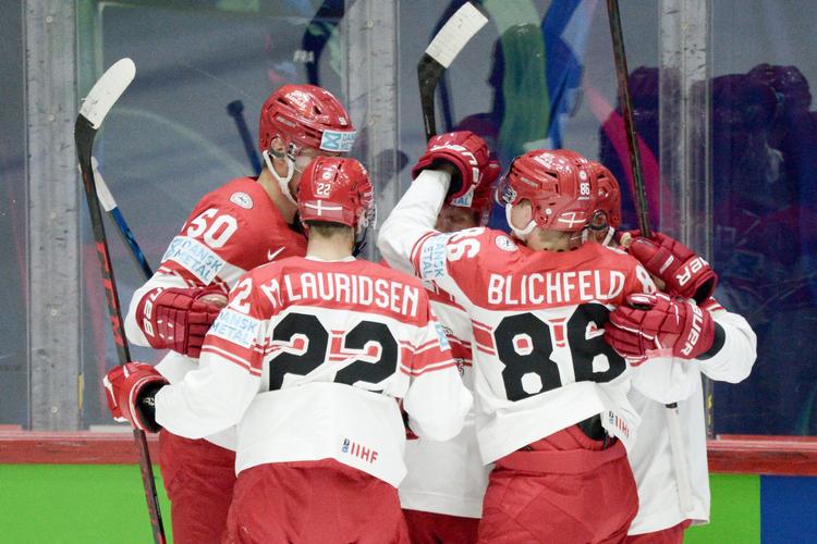 Nikolaj Ehlers var centrum for danskernes jubel, da han i første periode sciorede til 1-0. Foto: Mikko Stig/Ritzau Scanpix