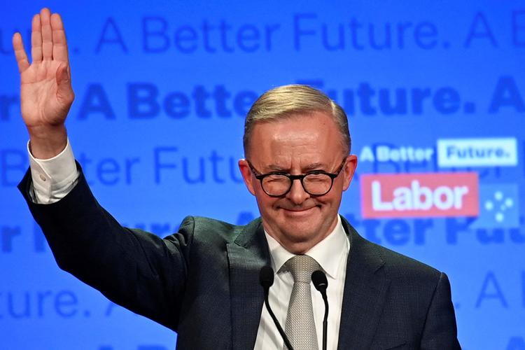 Centrumvenstrepartiet Labor vandt valget og dermed bliver det den 59-årige oppositionsleder Anthony Albanese, der overtager posten. Foto: Jaimi Joy/Ritzau Scanpix
