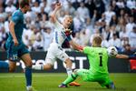 Hákon Arnar Haraldsson åbnede ballet med sin scoring til 1-0 tidligt i kampen. Foto: Jens Dresling