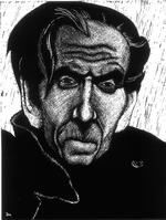  Forfatter Louis-Ferdinand Céline (1886-1958) flygtede til Danmark under krigen, og hans manuskripter gik tabt. Troede man. Tegning:  Anne-Marie Steen Petersen