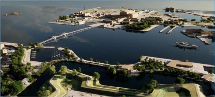 Sådan kan den foreslåede bro fra Langelinie ud til Refshaleøen komme til at tage sig ud. Foto: Københavns Kommune/Cowi og Dissin+Weitling