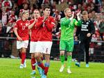 Andreas Christensen (forrest), Christian Eriksen og Jens Stryger Larsen (tv.) har alle kontraktudløb 30. juni. Foto: Claus Bech/Ritzau Scanpix