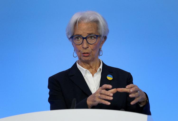 Formanden for Den Europæiske Centralbank, Christine Lagarde, fotograferet ved et tidligere pressemøde.  Foto: Pool/Ritzau Scanpix