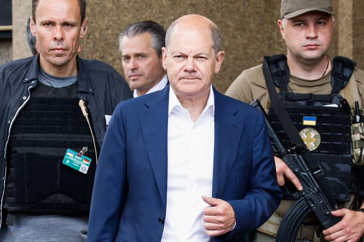 Olaf Scholz under sig besøg i Kyiv. Foto: Ludovic Marin/Ritzau Scanpix