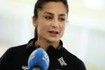 Nadia Nadim mødte pressen og forklarede om sin rolle som ambassadør for VM-slutrunden i Qatar. Foto: Mads Claus Rasmussen/Ritzau Scanpix