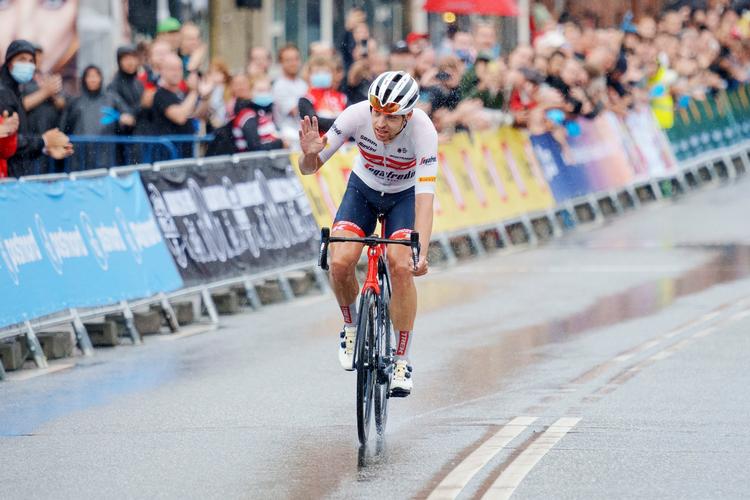 Min form er slet ikke til at køre Tour de France, men DM passer mig godt, sagde en meget behersket Alxander Kamp, der med søndagens guld nu har fire DM-medaljer.  Foto: Bo Amstrup/Ritzau Scanpix