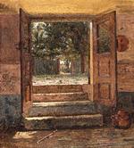 Christen Købke: Nedgang til et køkken. Ca. 1845. Den Hirschsprungske Samling, hvor den lille nyerhvervelse nu hænger fremme. 