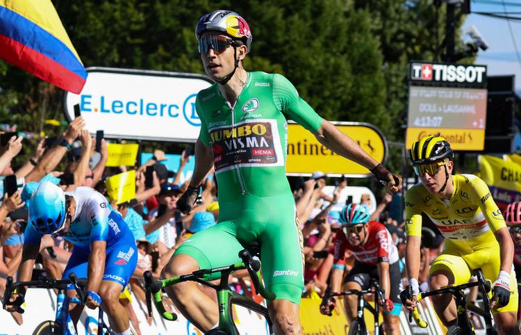 Wout van Aert er efter triumfen i Lausanne oppe på i alt 8 etapesejre i Tour de France i karrieren.  Foto: Thomas Samson/Ritzau Scanpix