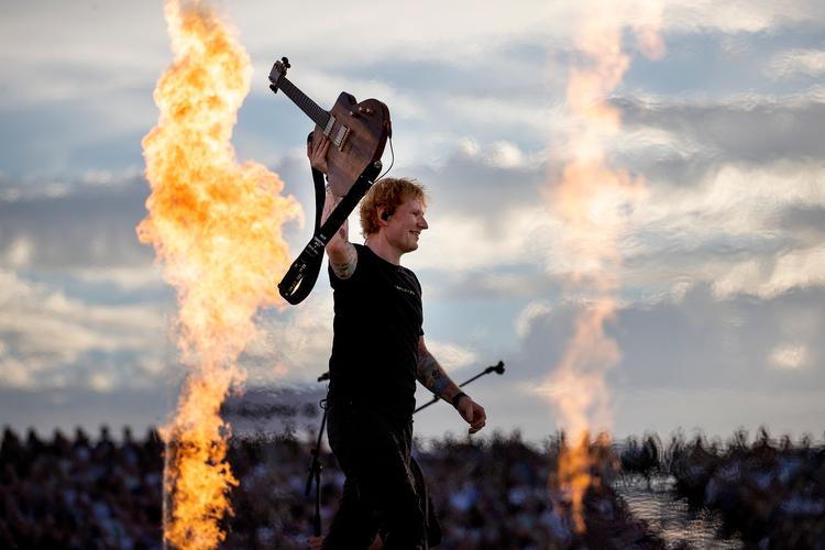 Ed Sheeran i Tårnby under en af de fire koncerter i 2022. Foto: Finn Frandsen