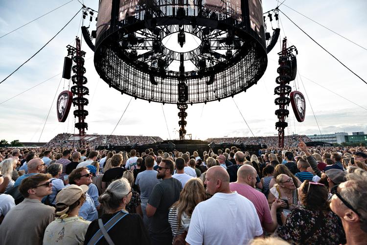 Billedet er taget onsdag fra den første af Ed Sheerans fire koncerter i Danmark. Foto: Torben Christensen/Ritzau Scanpix