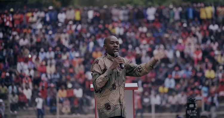 Nelson Chamisa under valgkampen i 2018, fra dokumentaren 'President'. Foto: Henrik Bohn Ipsen