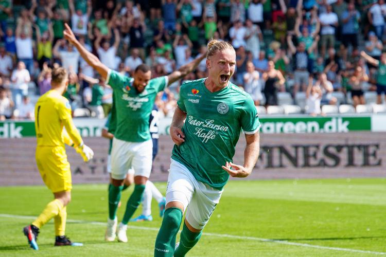 Viborgs Christian Sørensen jubler, efter han har scoreret til 2-0.  Foto: Bo Amstrup / Ritzau Scanpix/Ritzau Scanpix