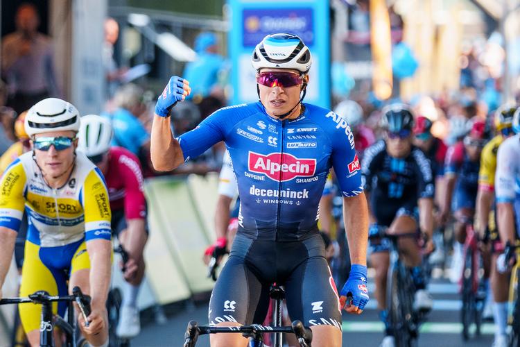 JBelgieren Jasper Phjilipsen jubler over sejren på 4. etape i Skive.
 Foto: Bo Amstrup / Ritzau Scanpix/Ritzau Scanpix