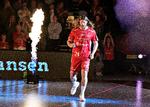 Mikkel Hansen præsenteres som spiller hos Aalborg Håndbold i Sparekassen Danmark Arena i Aalborg tidligere mandag.  Foto: Henning Bagger/Ritzau Scanpix