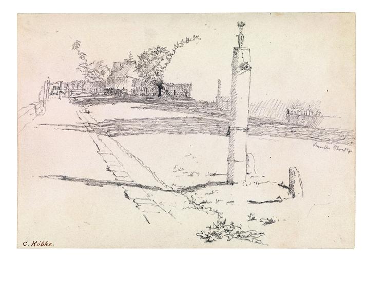 Med Christen Købke kommer tidsdimensionen også ind i guldalderens tegnekunst. I dette forstudie til maleriet 'Parti af Østerbro i Morgenbelysning' fra 1836 er det ikke kun vandposten som genstand, der interesserer kunstneren. Det er også den skygge, som det tidlige morgenlys kaster på gaden. Stregen er vibrerende, som for at minde os om, at når tiden går og lyset skifter, vil alt ændre karakter.   