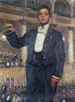 
Carl Nielsen og hans tanker om nordisk musik har fyldt meget i musikken i Danmark. Både i hans levetid med hans balancegang mellem de fine og det folkelige - og i resten af det 20. århundrede som forbillede og hadeobjekt. Som dirigent var hans evner dog, ifølge musikere, ringe. Maleri: Viggo Johansen, 1905. Fra bogen 'Opera i Danmark'.
 