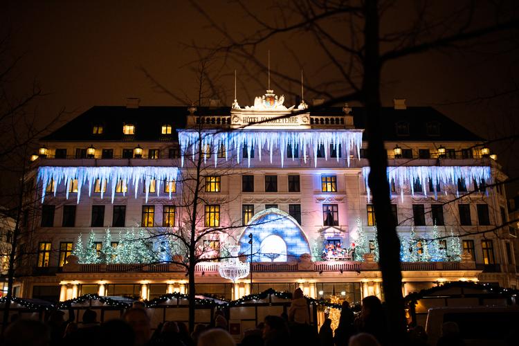Sådan så juleudsmykningen ud på Hotel d'Angleterre i 2019. Foto: Andreas Merrald
