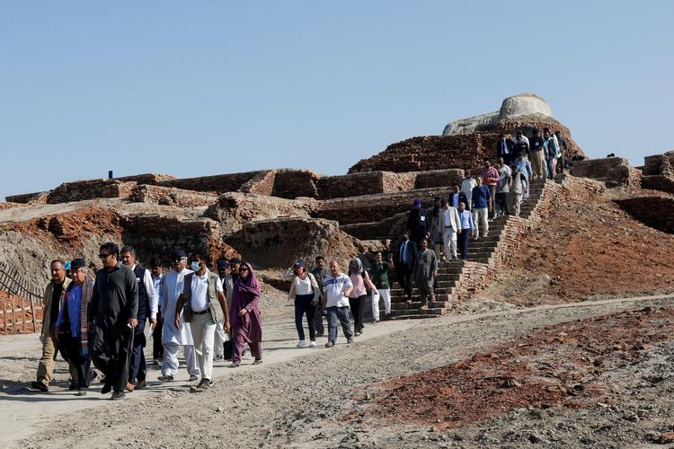 Den antikke by, Mohenjo Daro, er berørt af de voldsomme oversvømmelser.  Foto: Akhtar Soomro/Ritzau Scanpix