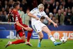 FC Københavns Victor Kristiansen misbruger her en stor mulighed i første halvleg under opgøret i Parken mod Sevilla onsdag aften.    Foto: Jens Dresling