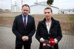 Statsminister Mette Frederiksen og energi- og forsyningsminister Dan Jørgensen fotograferet tidligere i dag i Polen, hvor de deltog i åbningen af gasledningen Baltic Pipe i Stettin. Foto: Jens Dresling