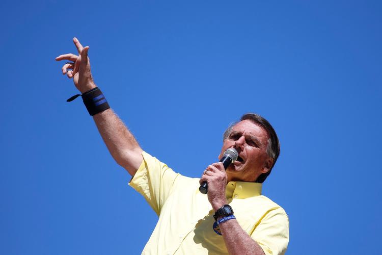 Jair Bolsonaro talte til sine støtter i São Paolo tidligere på ugen.  Foto: Miguel Schincariol/Ritzau Scanpix